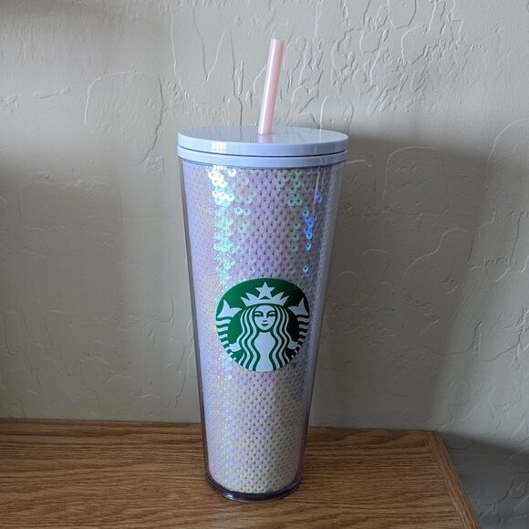 Starbucks 2020 Holiday Purple Iridescent Sequins 24oz  Starbucks 2020 Holiday Iridescent Sequin 24 oz. Tumbler with Straw